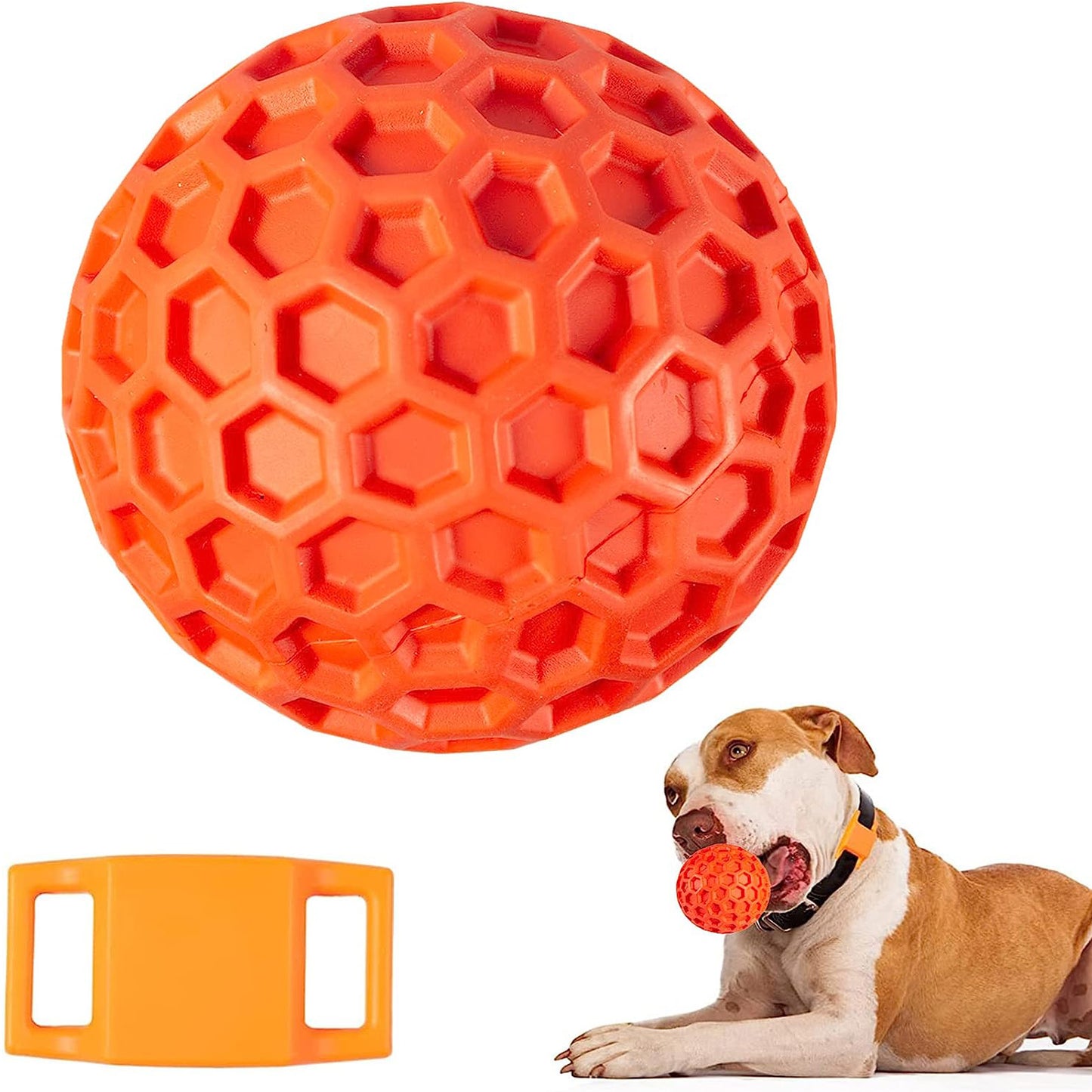 Squeaky Dog Balls, Indestructible Dog Toys for Aggressive Chewers Large/Medium Breed, Natural Rubber Interactive Chew Toys for Teeth Clean, Relieves Anxiety (Blue)